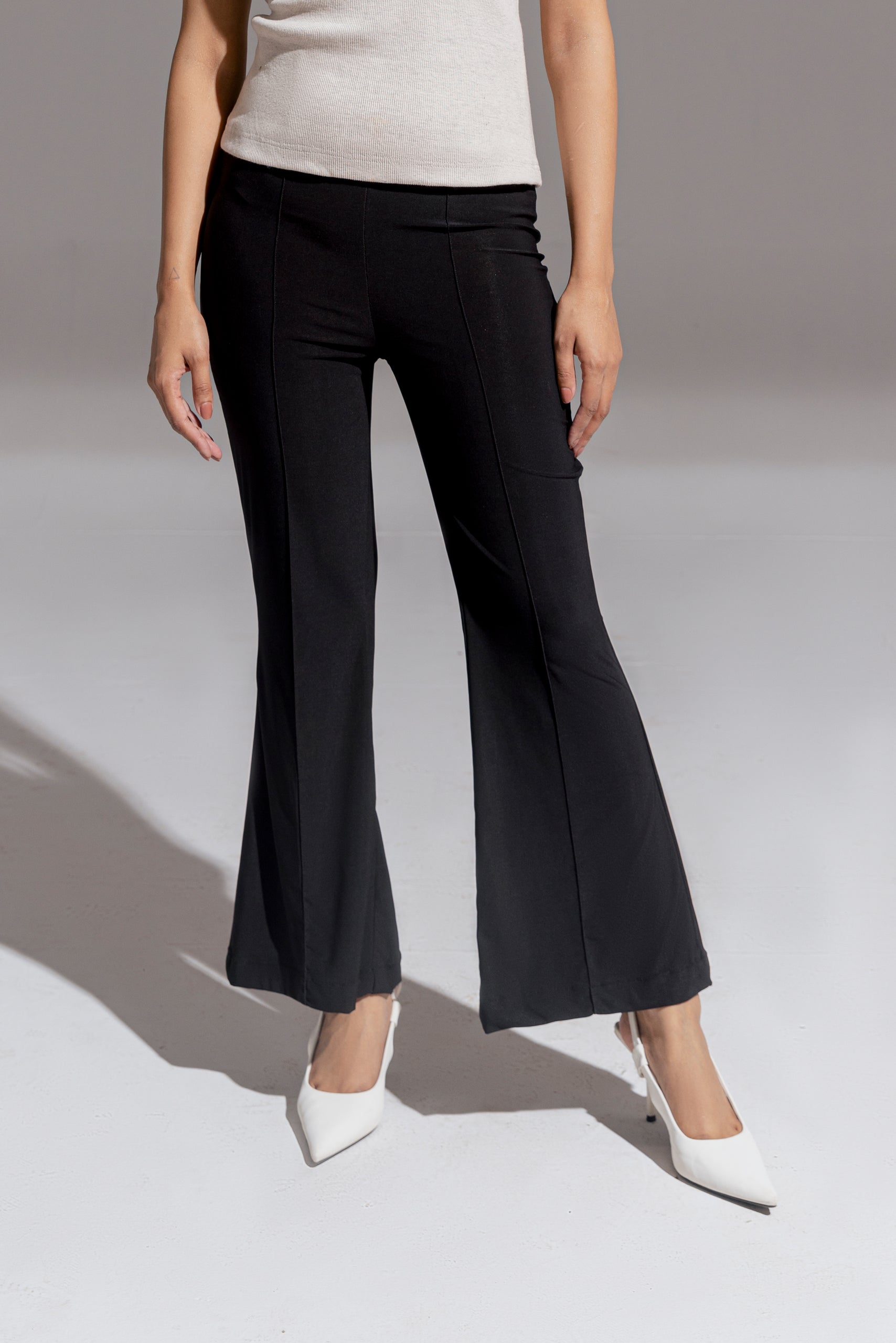 High Waist Flared Black Pants